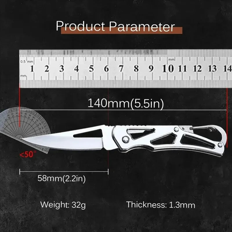 Folding Fruit Knife, Stainless Steel Outdoor Knife with Non-slip Handle for Kitchen Accessories Pocket Knife Cuchillo de pesca